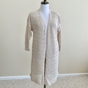 NWOT TAHARI Long Open-Front Cardigan in Cream, XL